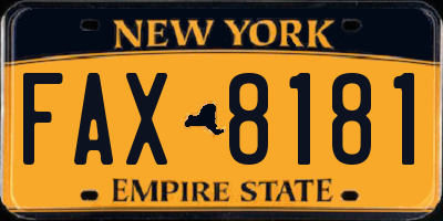 NY license plate FAX8181