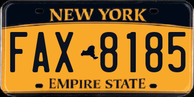 NY license plate FAX8185