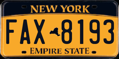 NY license plate FAX8193