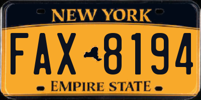NY license plate FAX8194