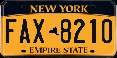 NY license plate FAX8210