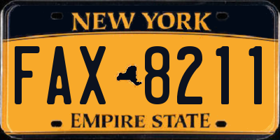 NY license plate FAX8211