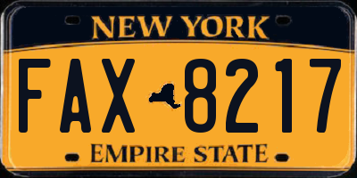 NY license plate FAX8217