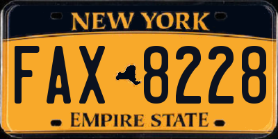 NY license plate FAX8228