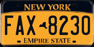 NY license plate FAX8230