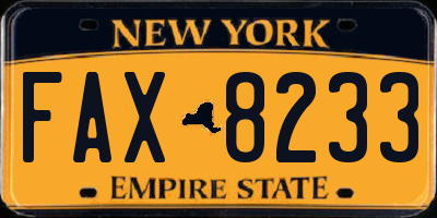 NY license plate FAX8233