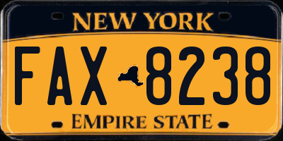 NY license plate FAX8238