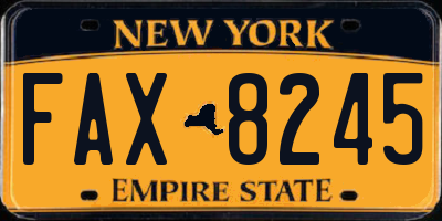 NY license plate FAX8245