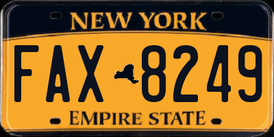 NY license plate FAX8249