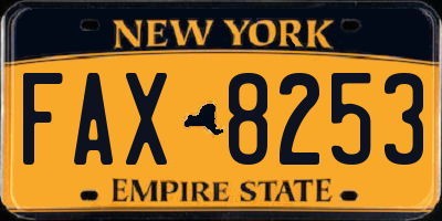 NY license plate FAX8253