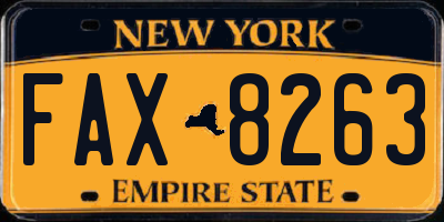 NY license plate FAX8263
