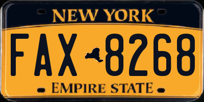 NY license plate FAX8268