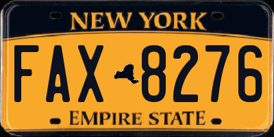 NY license plate FAX8276