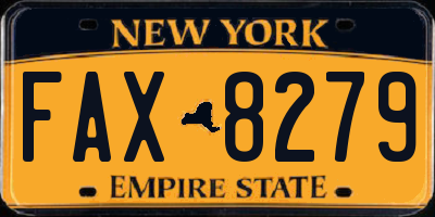NY license plate FAX8279