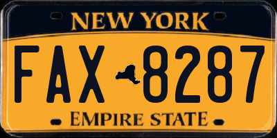 NY license plate FAX8287