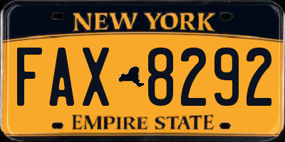 NY license plate FAX8292