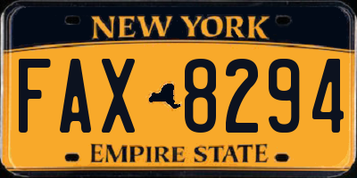 NY license plate FAX8294