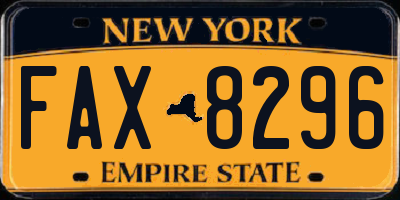 NY license plate FAX8296