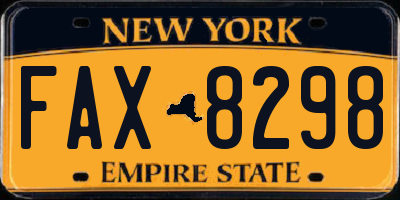 NY license plate FAX8298