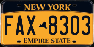 NY license plate FAX8303