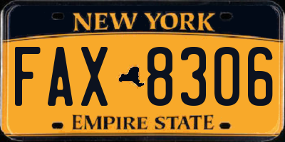 NY license plate FAX8306
