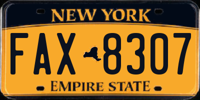 NY license plate FAX8307