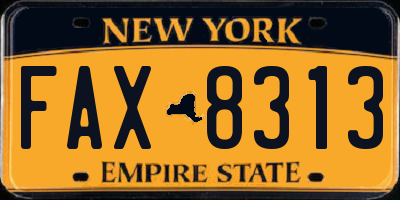 NY license plate FAX8313