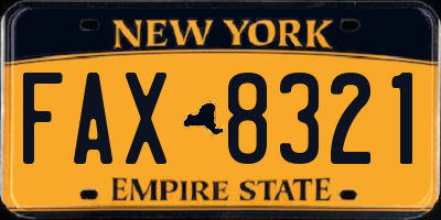 NY license plate FAX8321