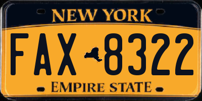 NY license plate FAX8322