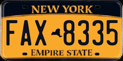 NY license plate FAX8335