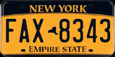 NY license plate FAX8343