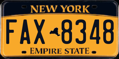 NY license plate FAX8348