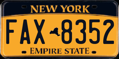 NY license plate FAX8352