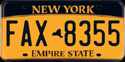 NY license plate FAX8355