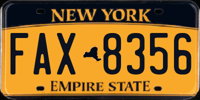 NY license plate FAX8356