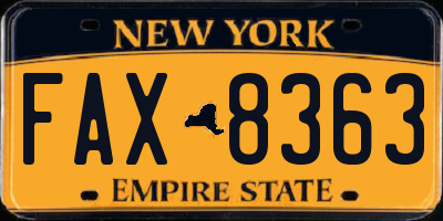 NY license plate FAX8363