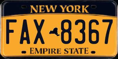 NY license plate FAX8367