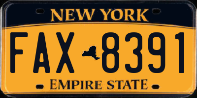NY license plate FAX8391