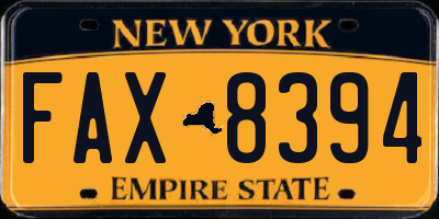 NY license plate FAX8394