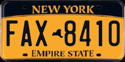 NY license plate FAX8410