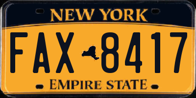 NY license plate FAX8417