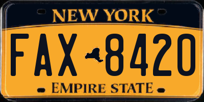 NY license plate FAX8420