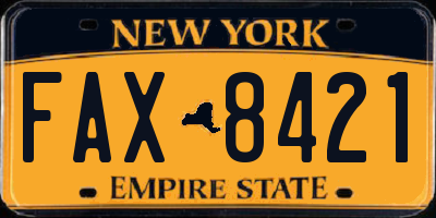 NY license plate FAX8421