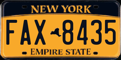 NY license plate FAX8435