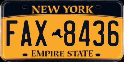 NY license plate FAX8436