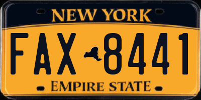 NY license plate FAX8441