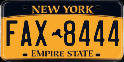 NY license plate FAX8444