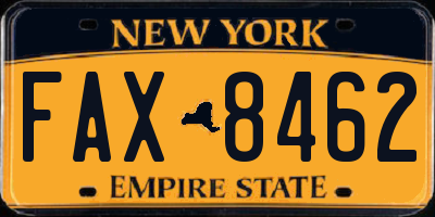 NY license plate FAX8462