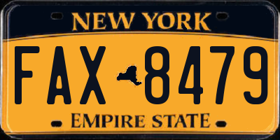 NY license plate FAX8479