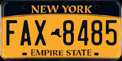 NY license plate FAX8485